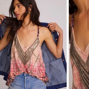 🌹SUPER RARE🌹 Anthropologie NWT Pilcro Plaid Beaded Tank Size S.
